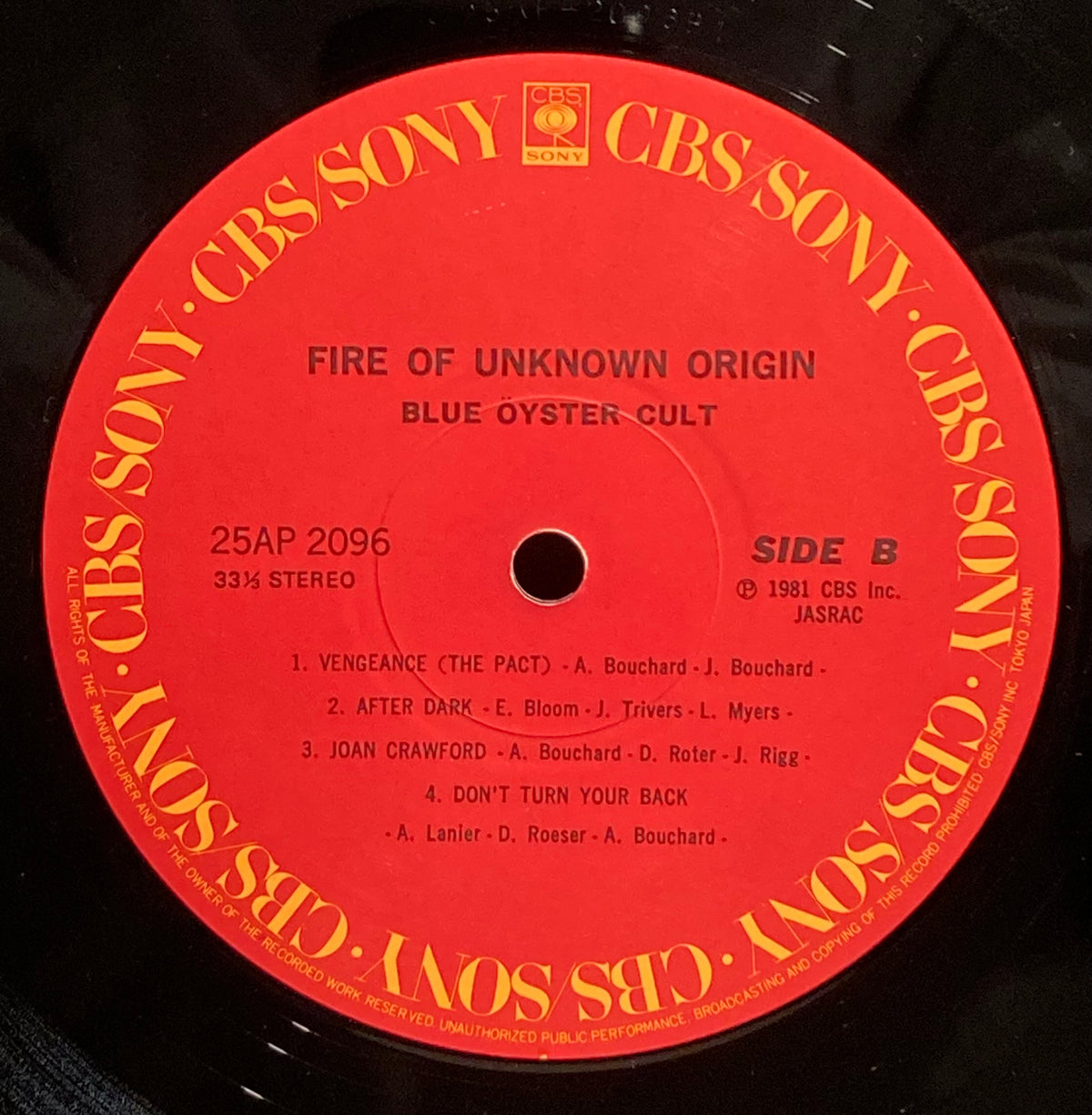 【USED】Blue Oyster Cult – Fire Of Unknown Origin (Japan Press)