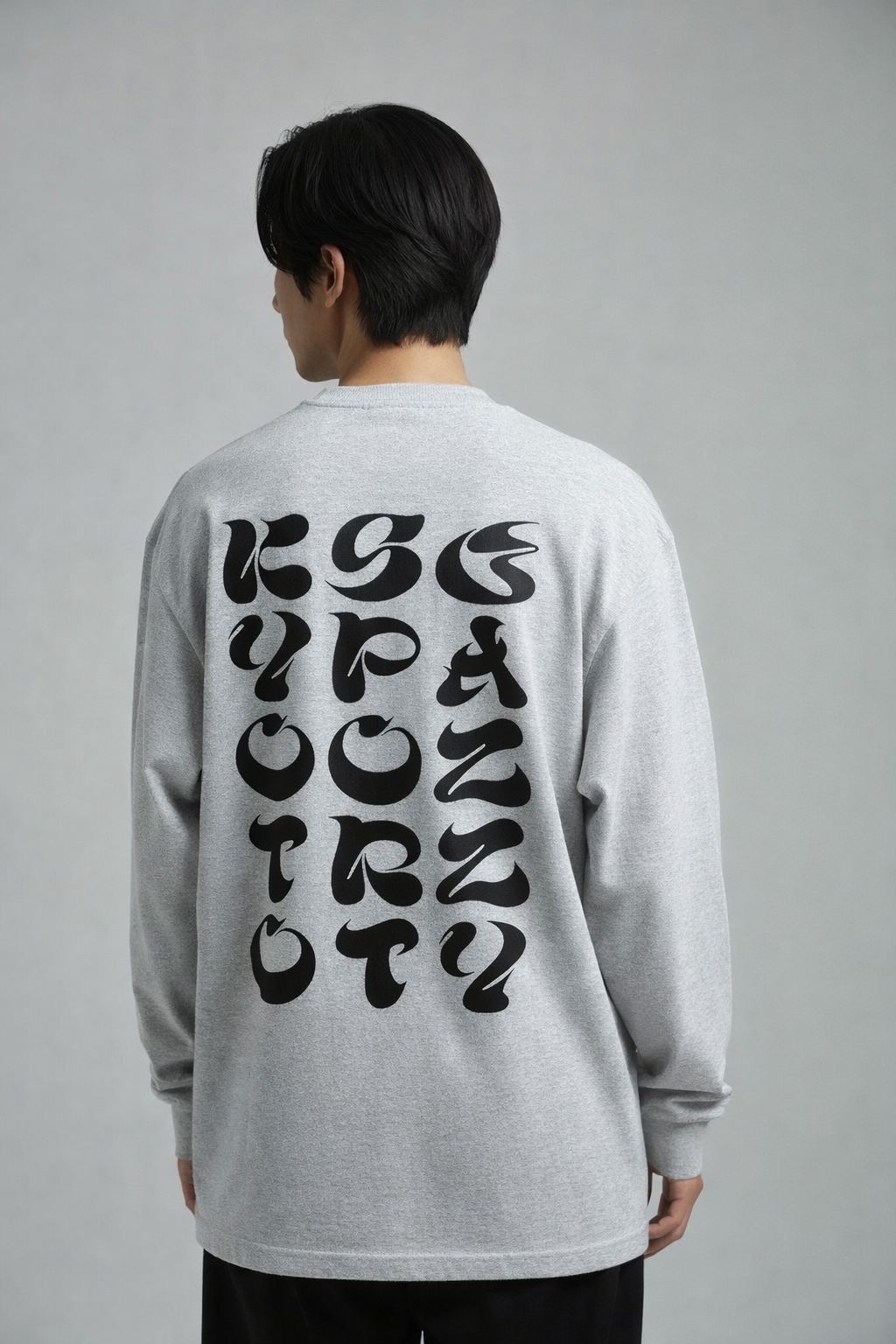 【残りわずか】Jazzy Sport Kyoto Vertical Logo ロングスリーブ Tシャツ ／グレー