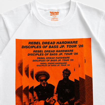 【NEW／限定】 Daddy G x Don  Letts - Disciples Of Bass Tour Tee version.2 ／ホワイト x 蛍光オレンジ