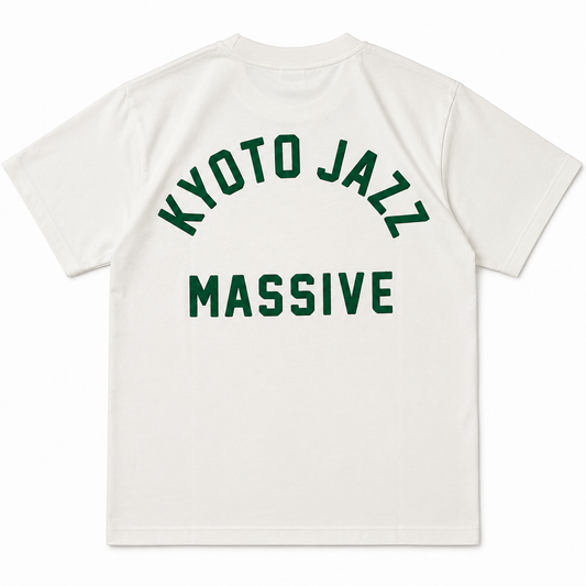 【NEW】Kyoto Jazz Massive x JS Kyoto "College Logo" T-Shirt ／バニラホワイト x グリーン