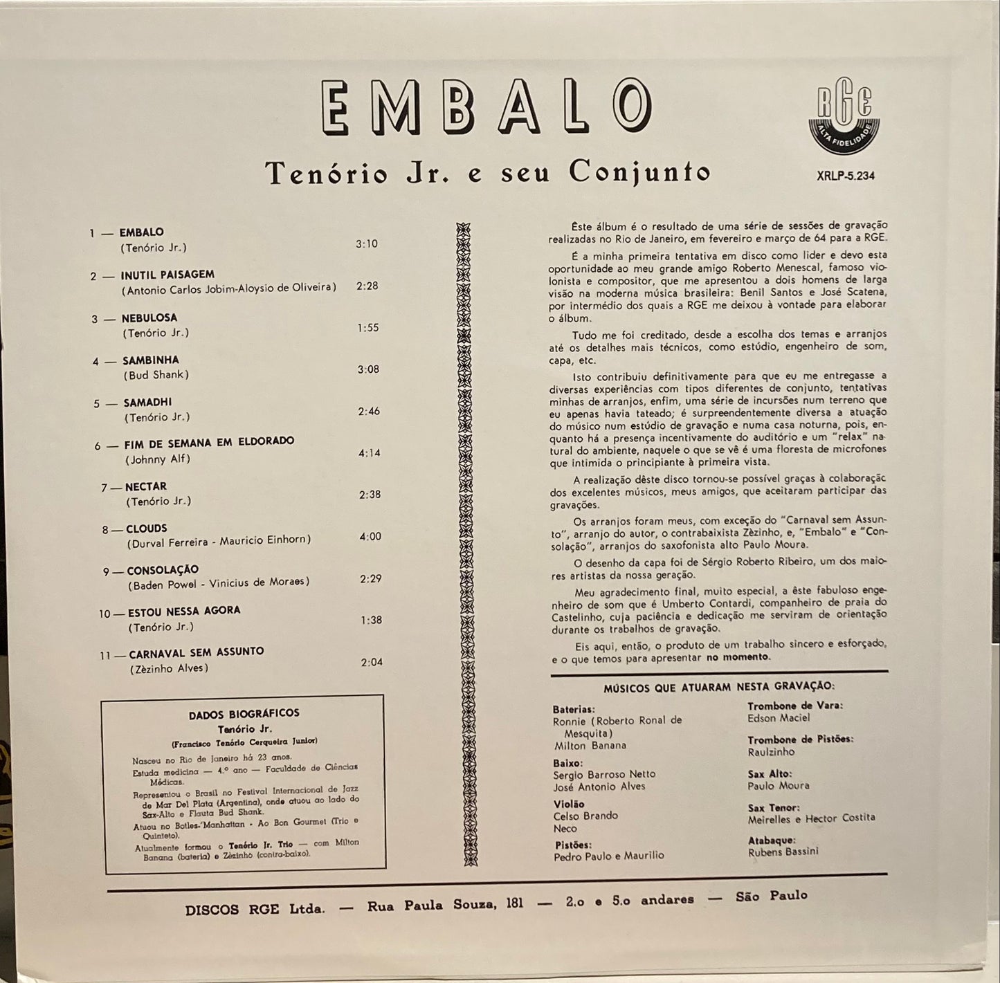 【USED】Tenorio Jr. – Embalo (2017 Reissue)