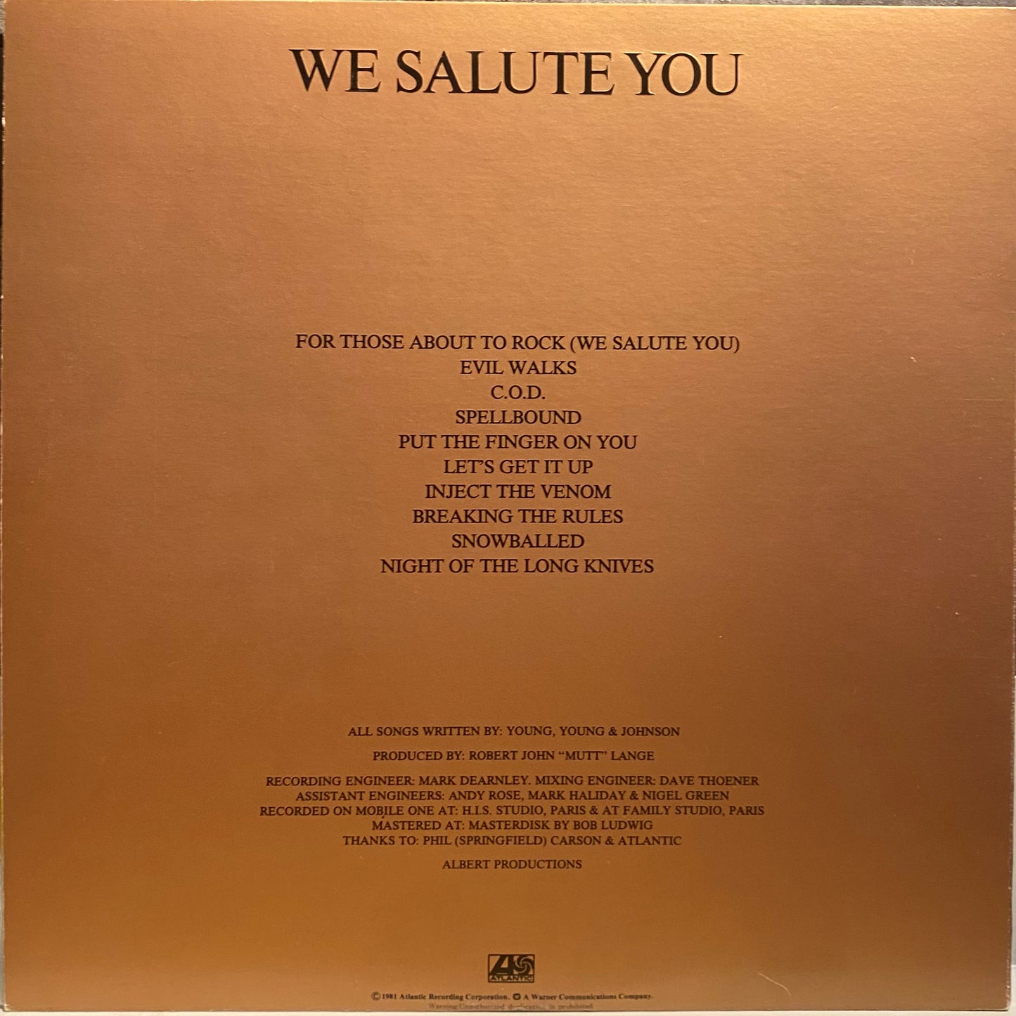 【USED】AC/DC - For Those About To Rock We Salute You