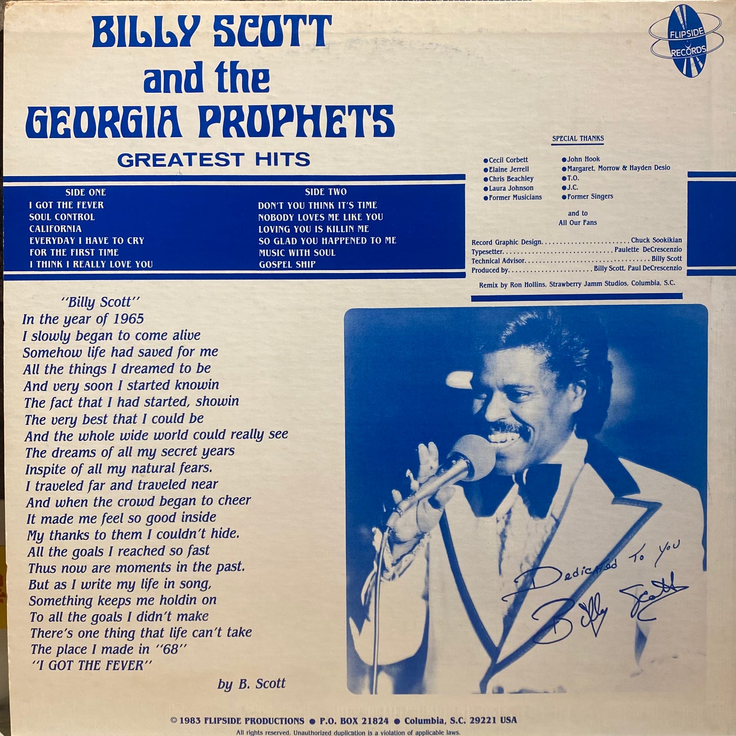 【USED】Billy Scott and the Georgia Prophets - Greatest Hits (Dedicated To You)