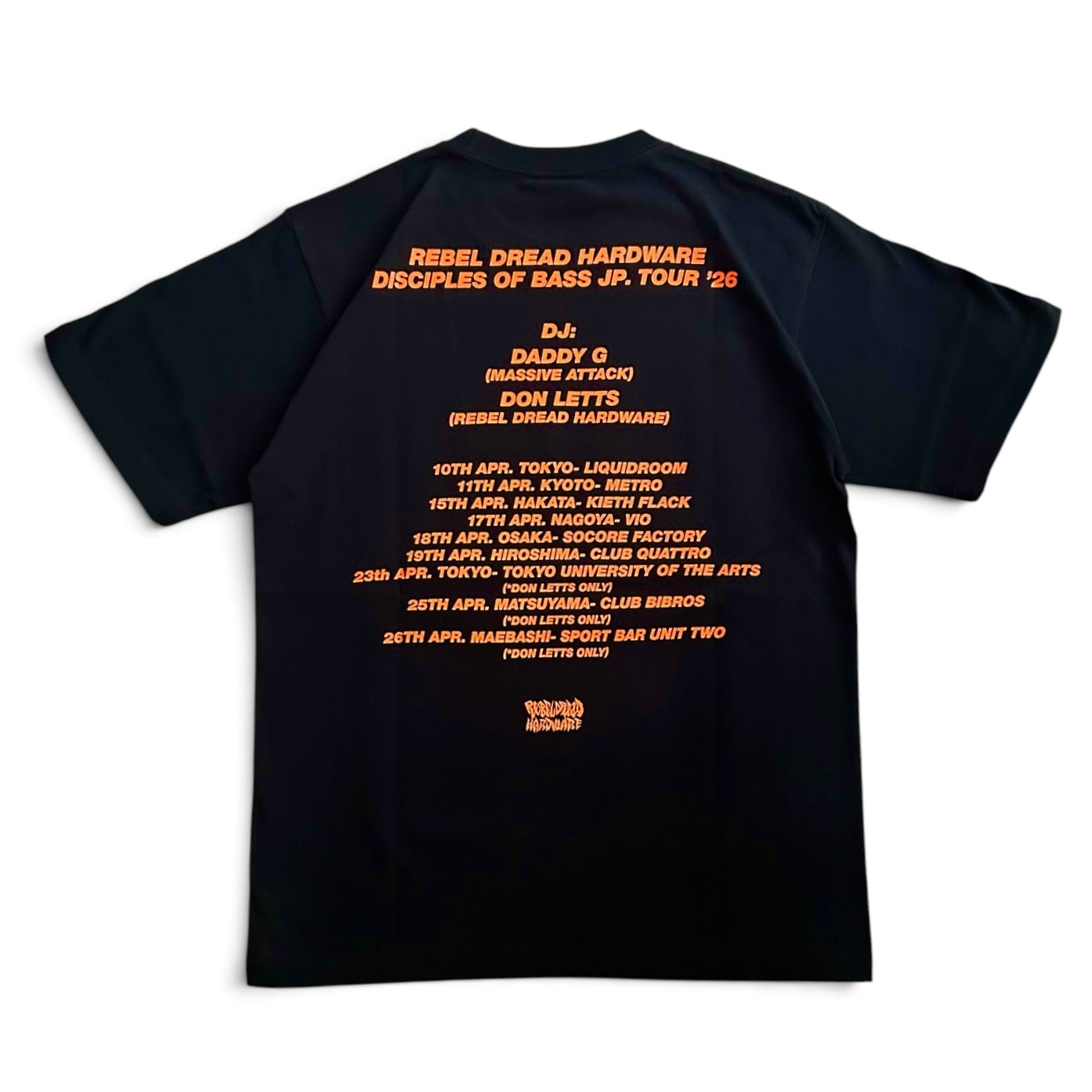 【NEW／限定】 Daddy G x Don  Letts - Disciples Of Bass Tour Tee version.2 ／ブラック x 蛍光オレンジ