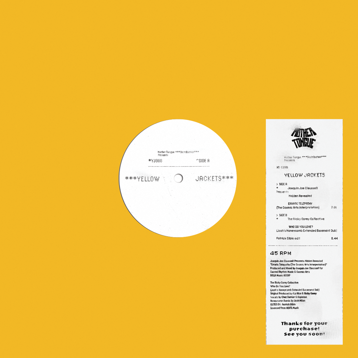 【12"】Joaquin Joe Claussell / The Ricky Corey Collective / Josh Milan / Patrick Gibin - Yellow Jackets Vol.8