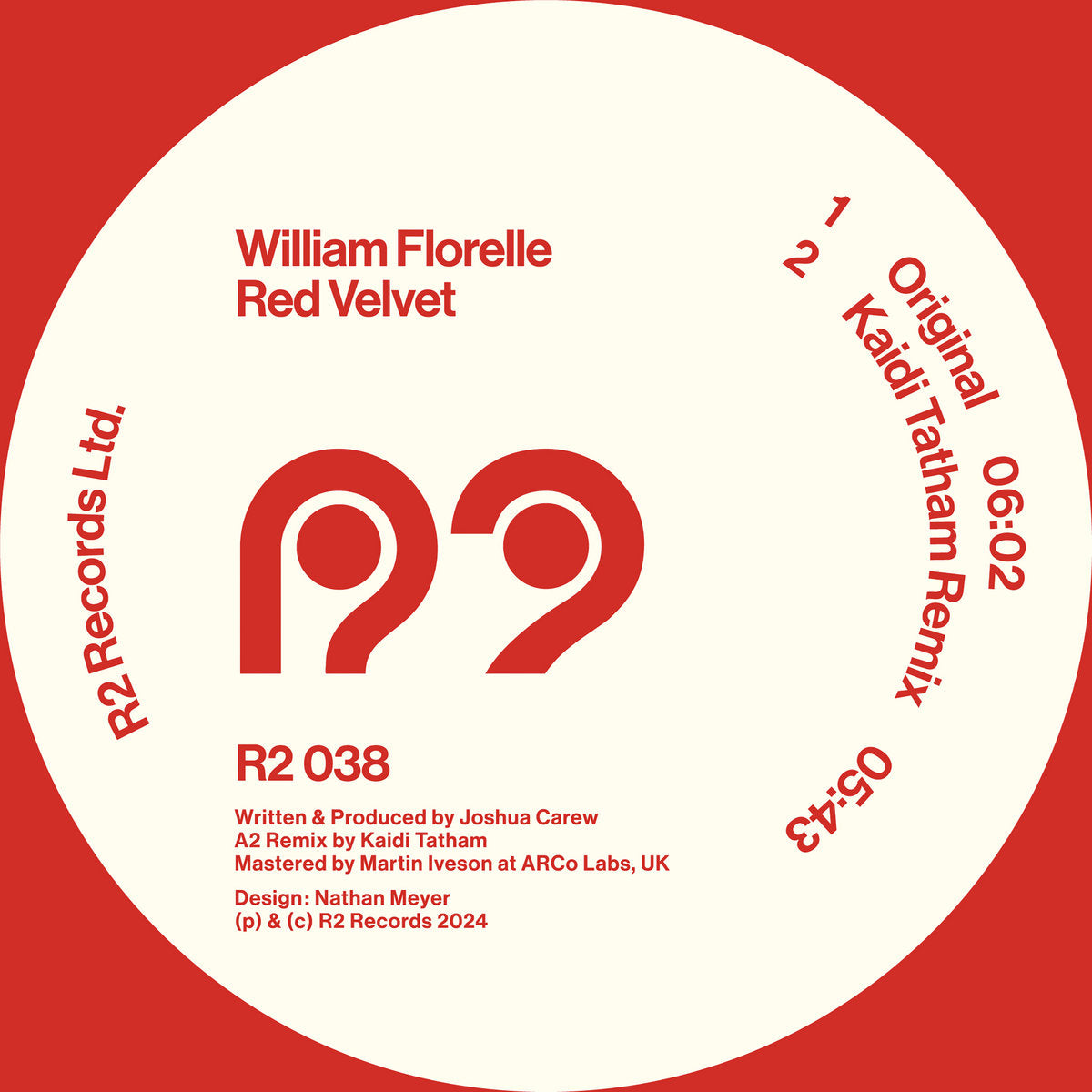 【12"】William Florelle - Red Velvet  (incl. Kaidi Tatham + Karizma + Ato Ayerra Rmxs)